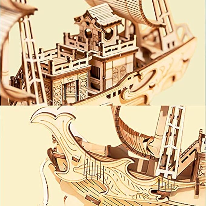 3D WOODEN PUZZLE SHIP MODEL 7.4" JAPANESE DIPLOMATIC SHIP (91 PCS), COLLECTIBLE DISPLAY BUILDING KITS GIFT FOR TEENS AND ADULTS - Image 2